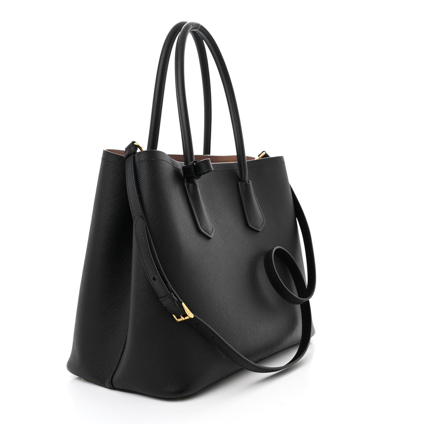 Saffiano Cuir Large Double Bag Black Mughetto