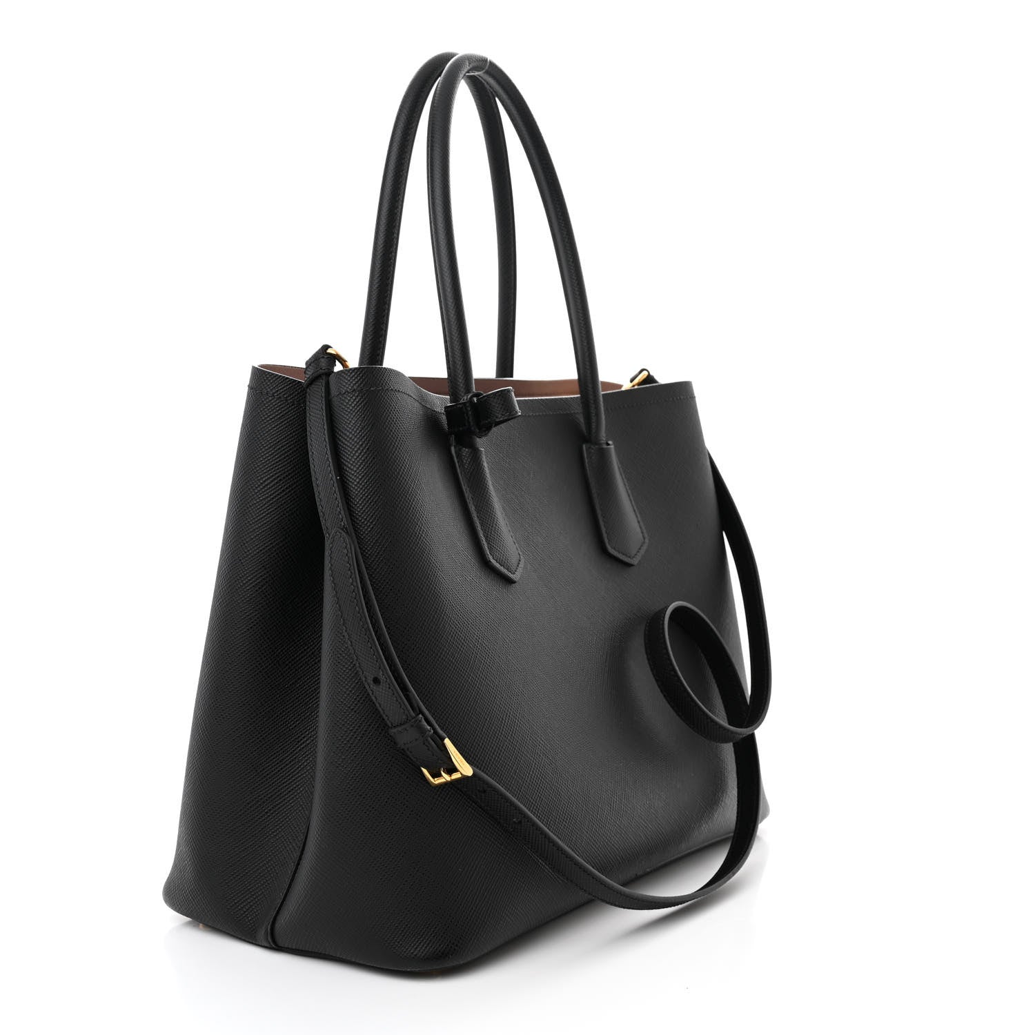 Prada Saffiano Cuir Large Double Bag Black Mughetto 3 of 13