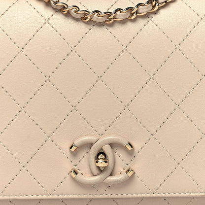 Chanel Calfskin Stitched Medium Covered CC Flap Bag Beige 8 of 11