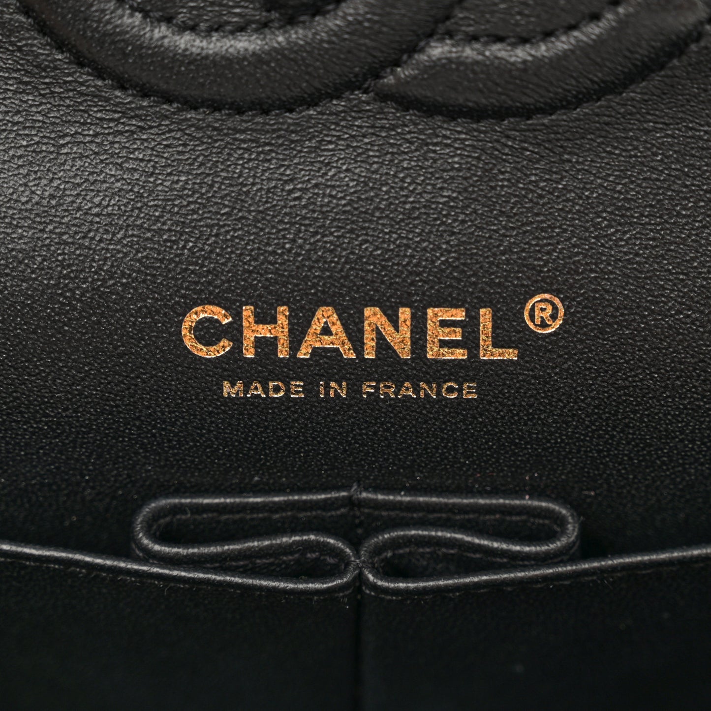 Lambskin Chevron Quilted Medium Double Flap Black