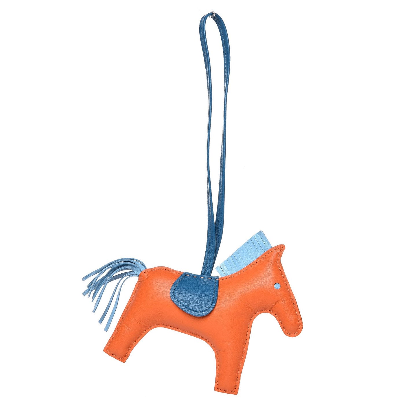 Milo Lambskin Grigri Rodeo Horse Bag Charm MM Feu Celeste Bleu Izmir