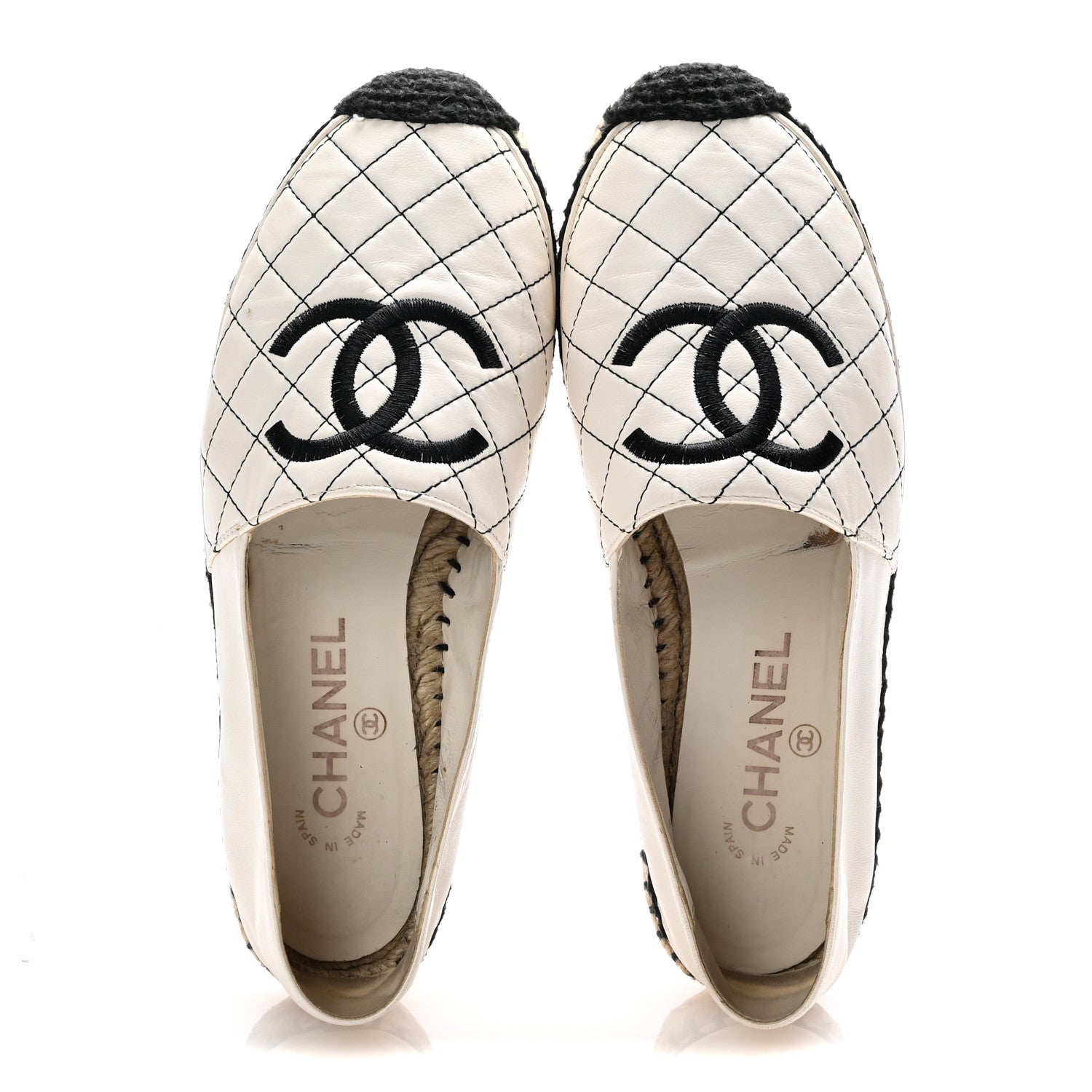 Chanel Lambskin Stitched CC Espadrilles 39 White Black 2 of 14
