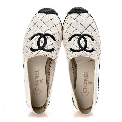 Chanel Lambskin Stitched CC Espadrilles 39 White Black 2 of 14