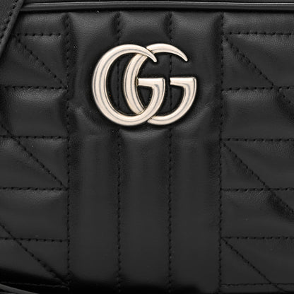 Gucci Calfskin Matelasse Aria Mini GG Marmont Chain Shoulder Bag Black 8 of 10