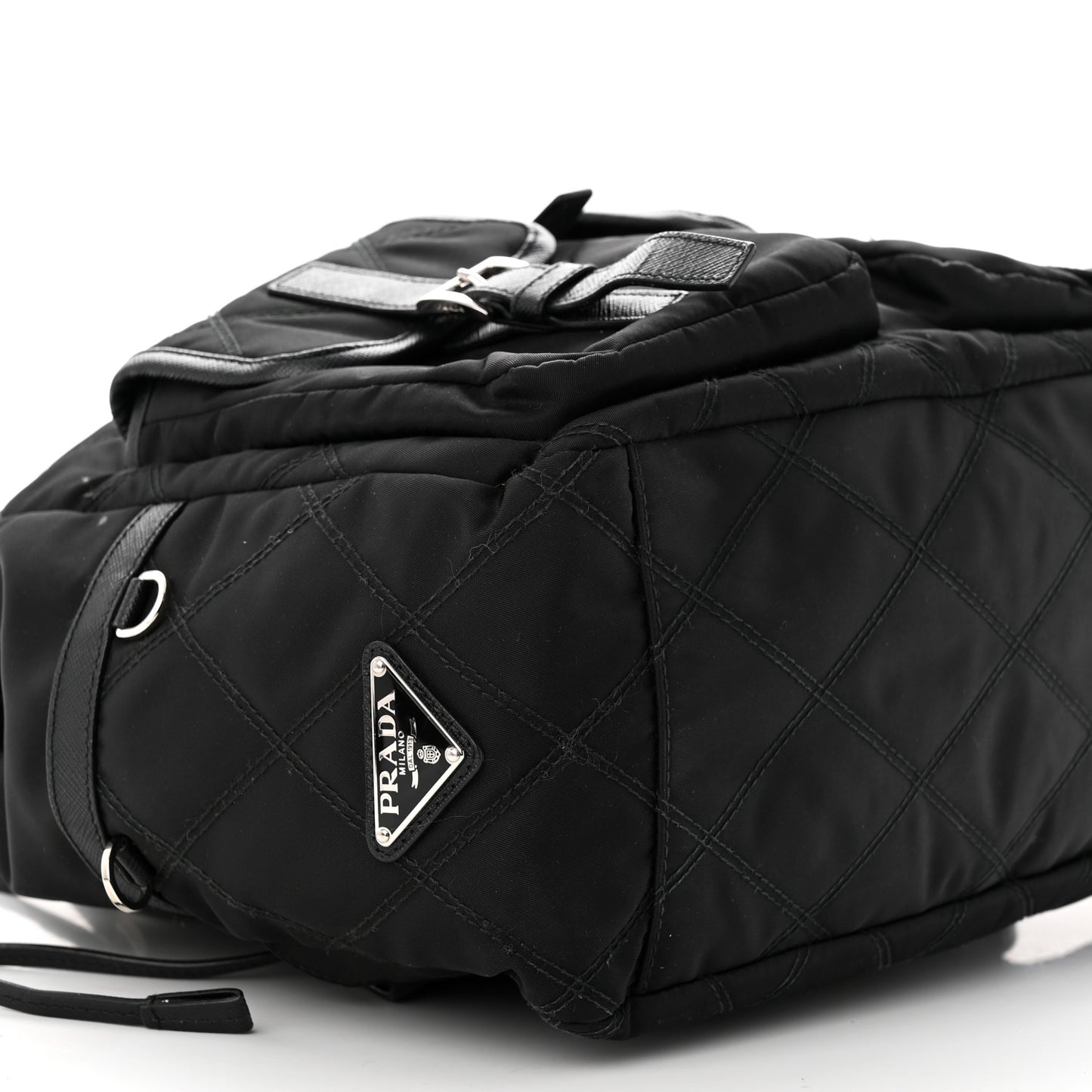 Tessuto Nylon Saffiano Vela Quilted Backpack Black