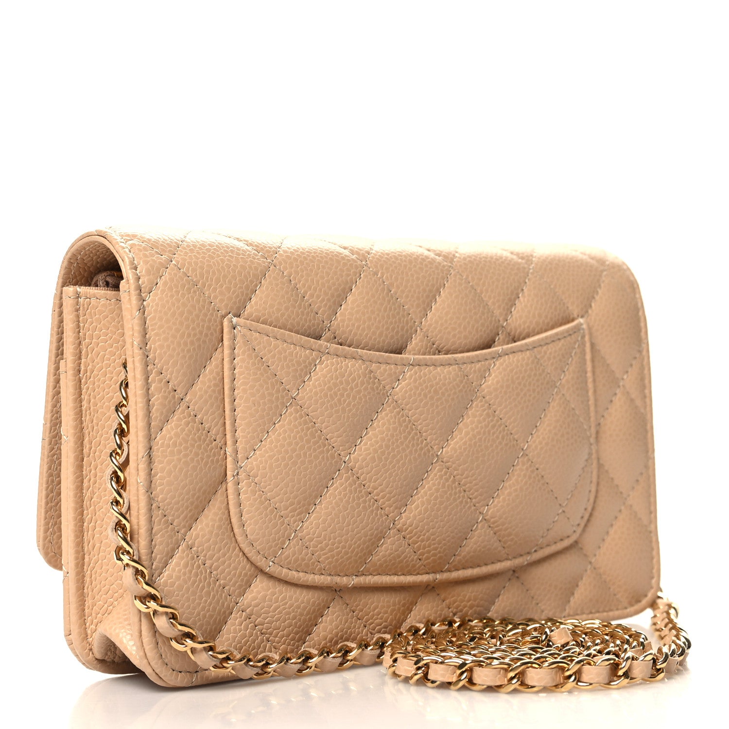 Chanel Caviar Quilted Wallet on Chain WOC Beige 3 of 11