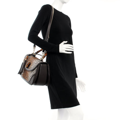 Gucci Pony Hair Jaguar Print Large New Bamboo Top Handle Bag 2 of 10