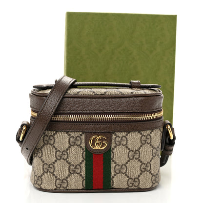 Gucci GG Supreme Monogram Textured Calfskin Web Mini Ophidia Top Handle Bag Beige Ebony New Acero 11 of 11