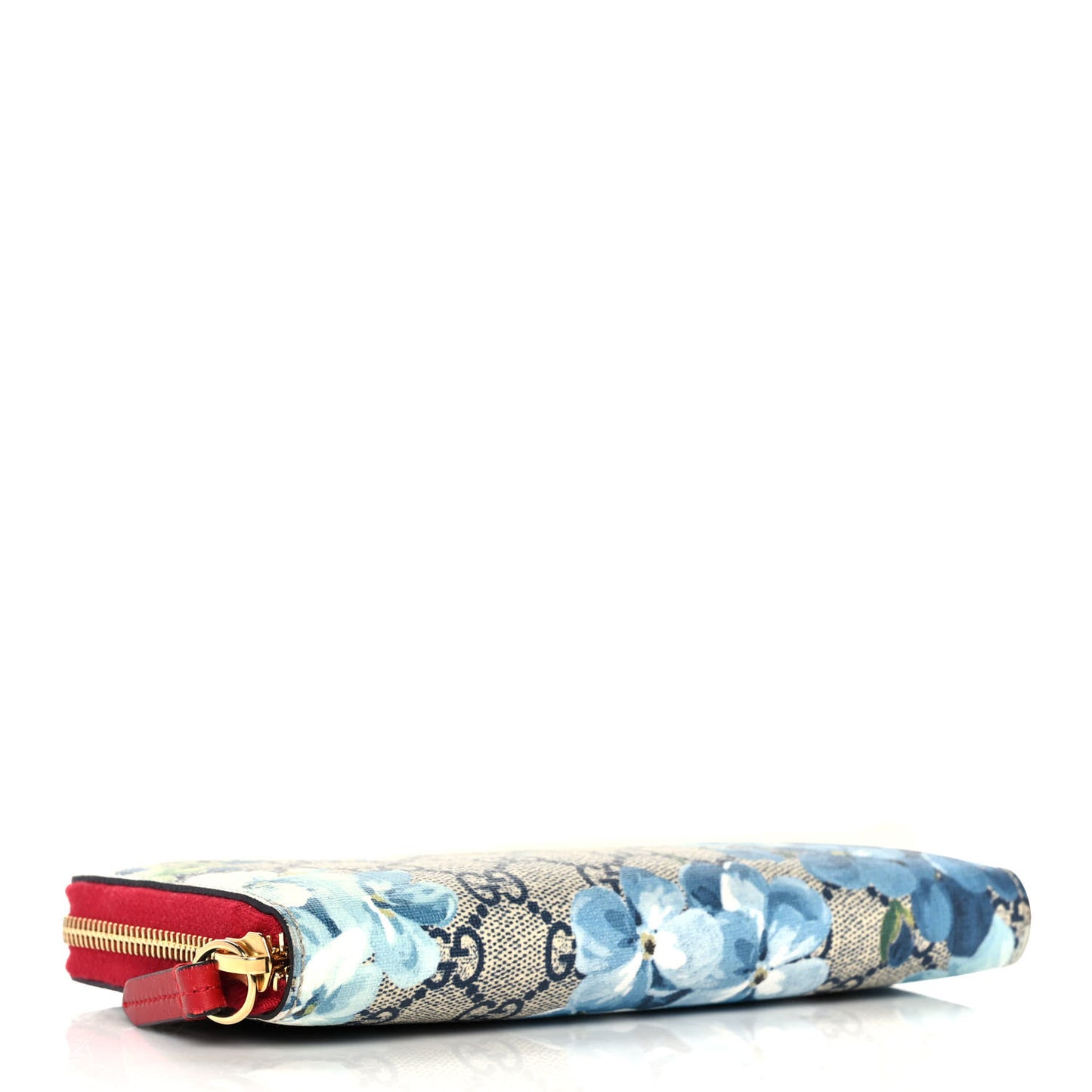 GG Supreme Monogram Blooms Zip Around Wallet Blue Red