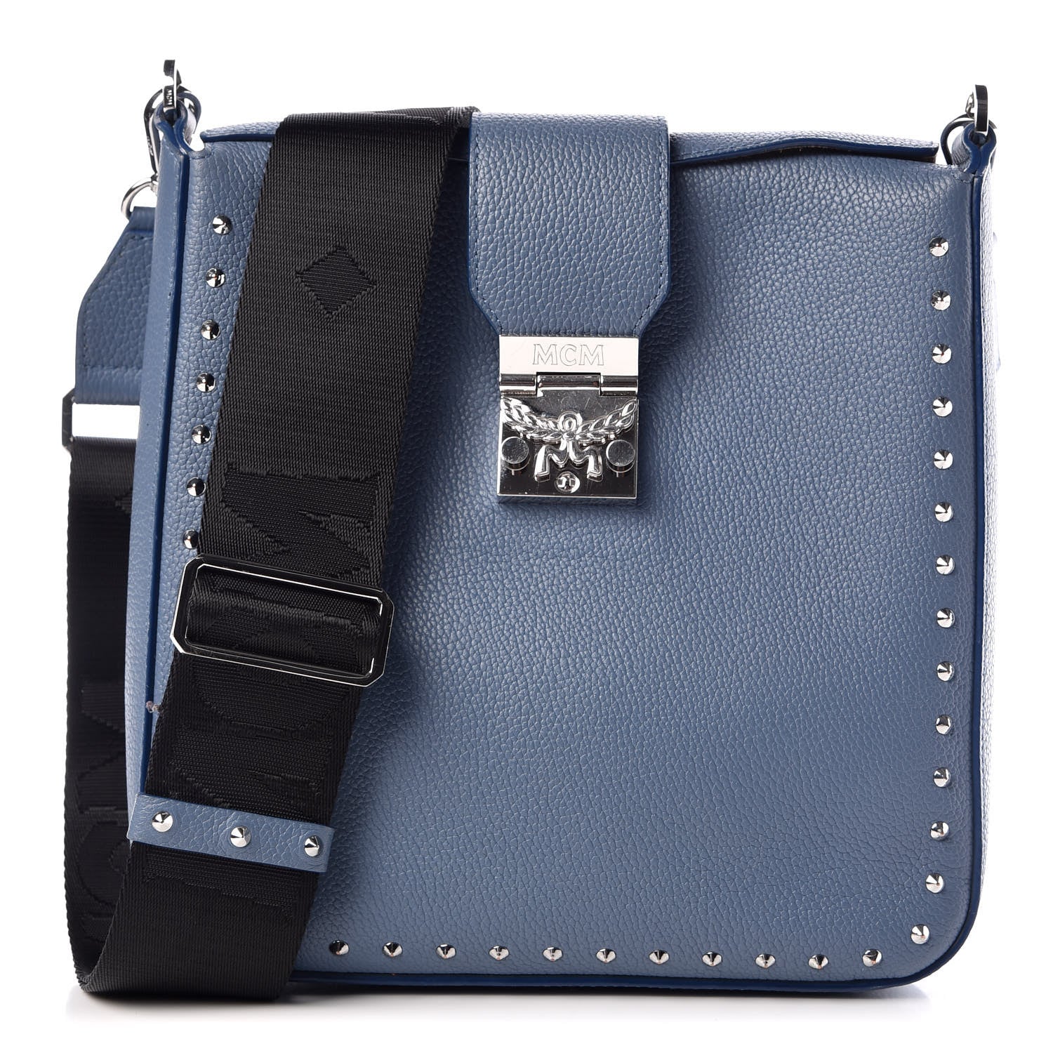 MCM Calfskin Studded Medium Kasion Park Avenue Crossbody Luft Blue 1 of 10