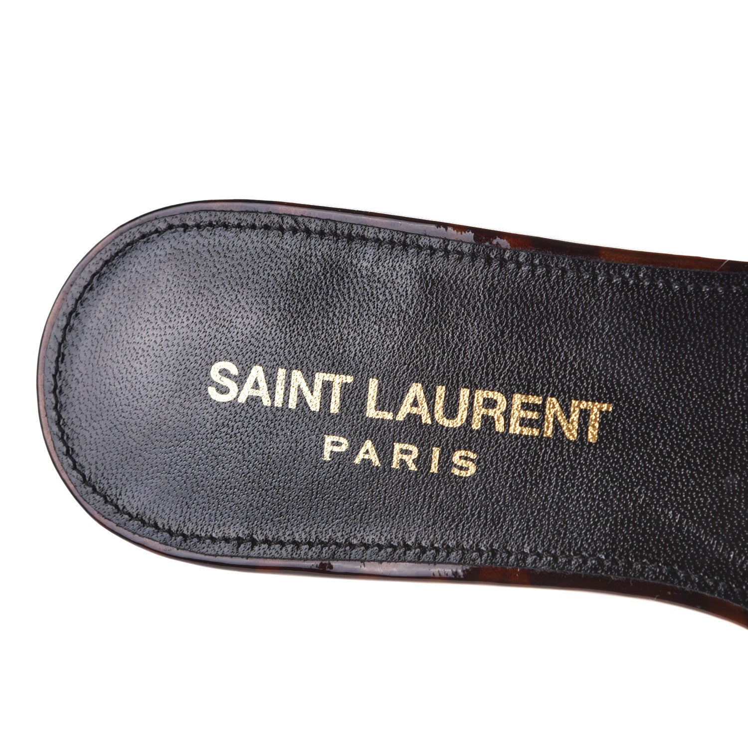 Saint Laurent Patent Calfskin Nu Pied 05 Slide Sandals 35 Tortoise 5 of 9