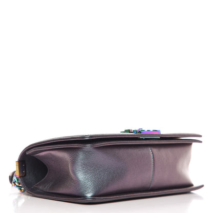 Chanel Iridescent Goatskin Quilted Medium Boy Flap Purple 4 of 11
