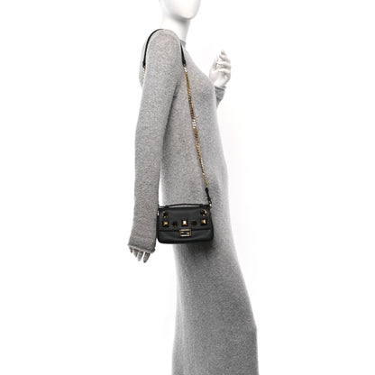 Fendi Vitello Dolce Studded Micro Double Baguette Black 2 of 10
