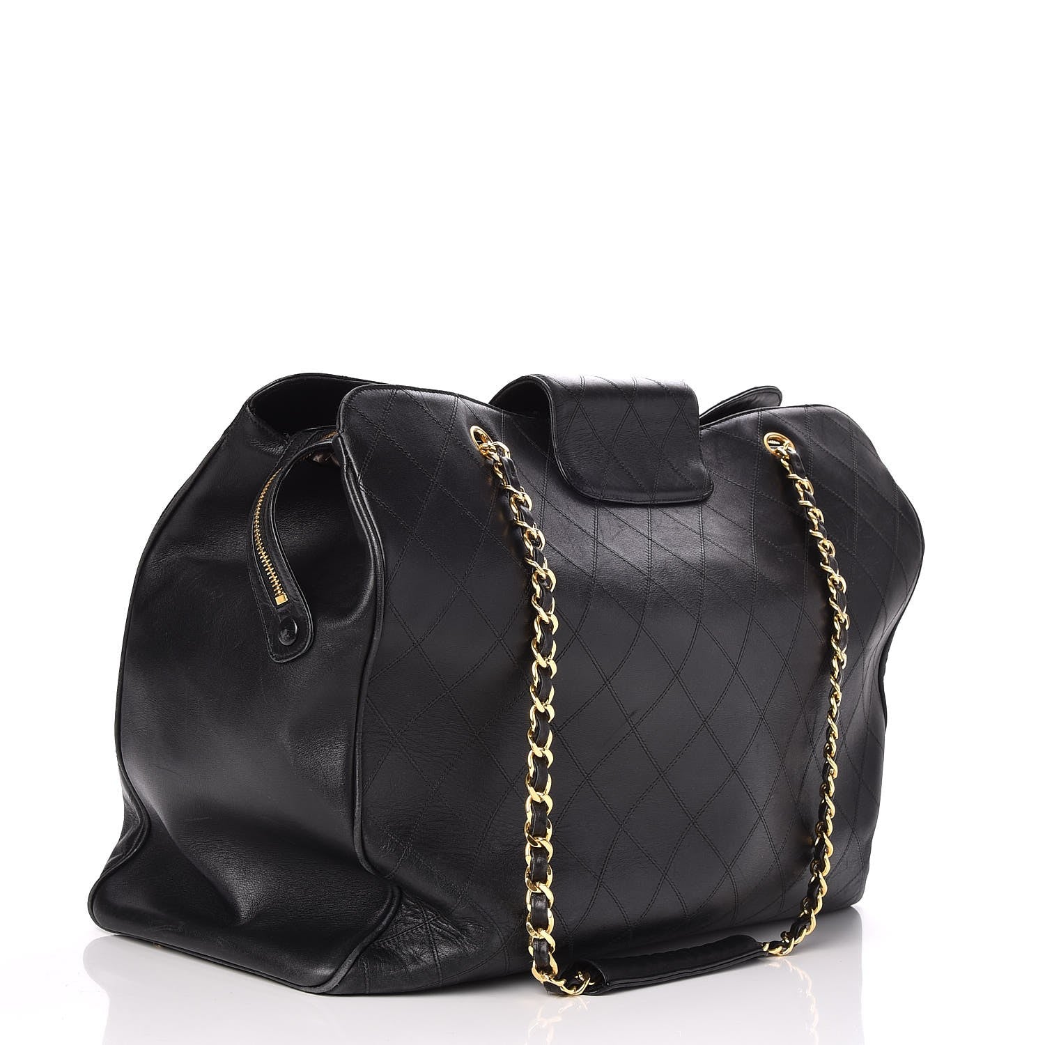 Chanel Calfskin Stitched XL Weekender Black 3 of 10