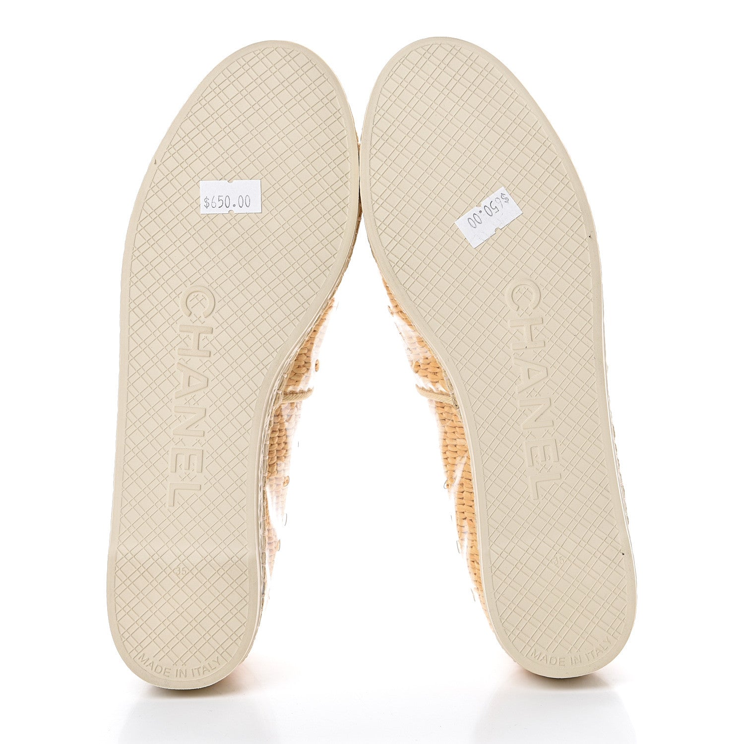 Chanel PVC Raffia CC Espadrilles 35 Beige 6 of 11