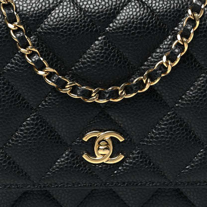 Chanel Caviar Quilted CC Turnlock Wallet On Chain WOC Black 8 of 11