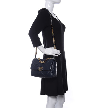 Chanel Lambskin Quilted Medium Chanel 19 Flap Navy 2 of 11