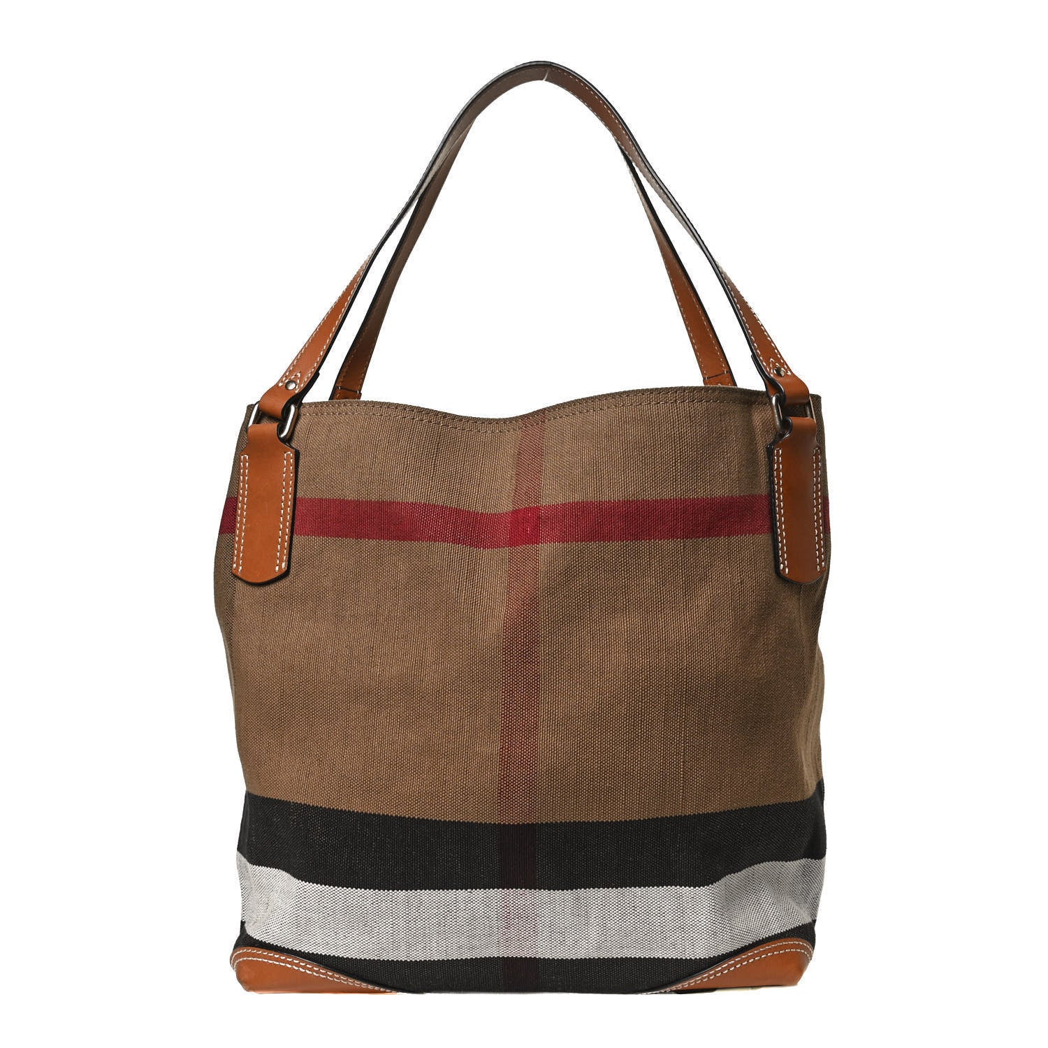 Burberry Canvas Mega Check Medium Ashby Hobo Saddle Brown 1 of 8