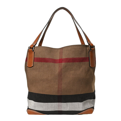 Burberry Canvas Mega Check Medium Ashby Hobo Saddle Brown 1 of 8
