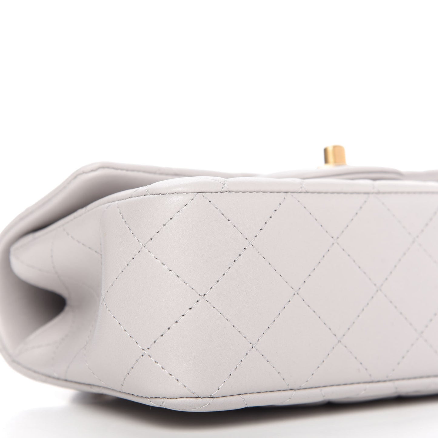 Lambskin Quilted Mini Top Handle Rectangular Flap Grey