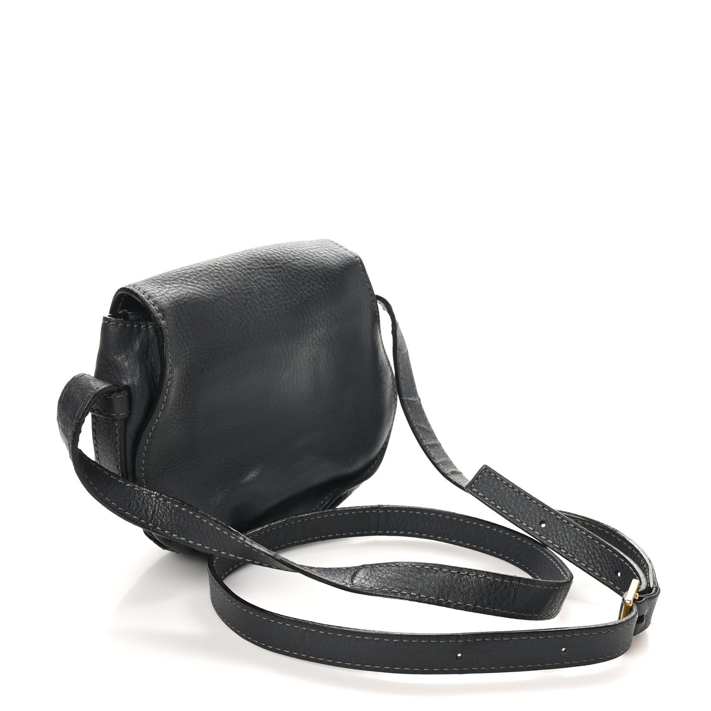 Calfskin Studded Small Marcie Saddle Bag Dark Grey
