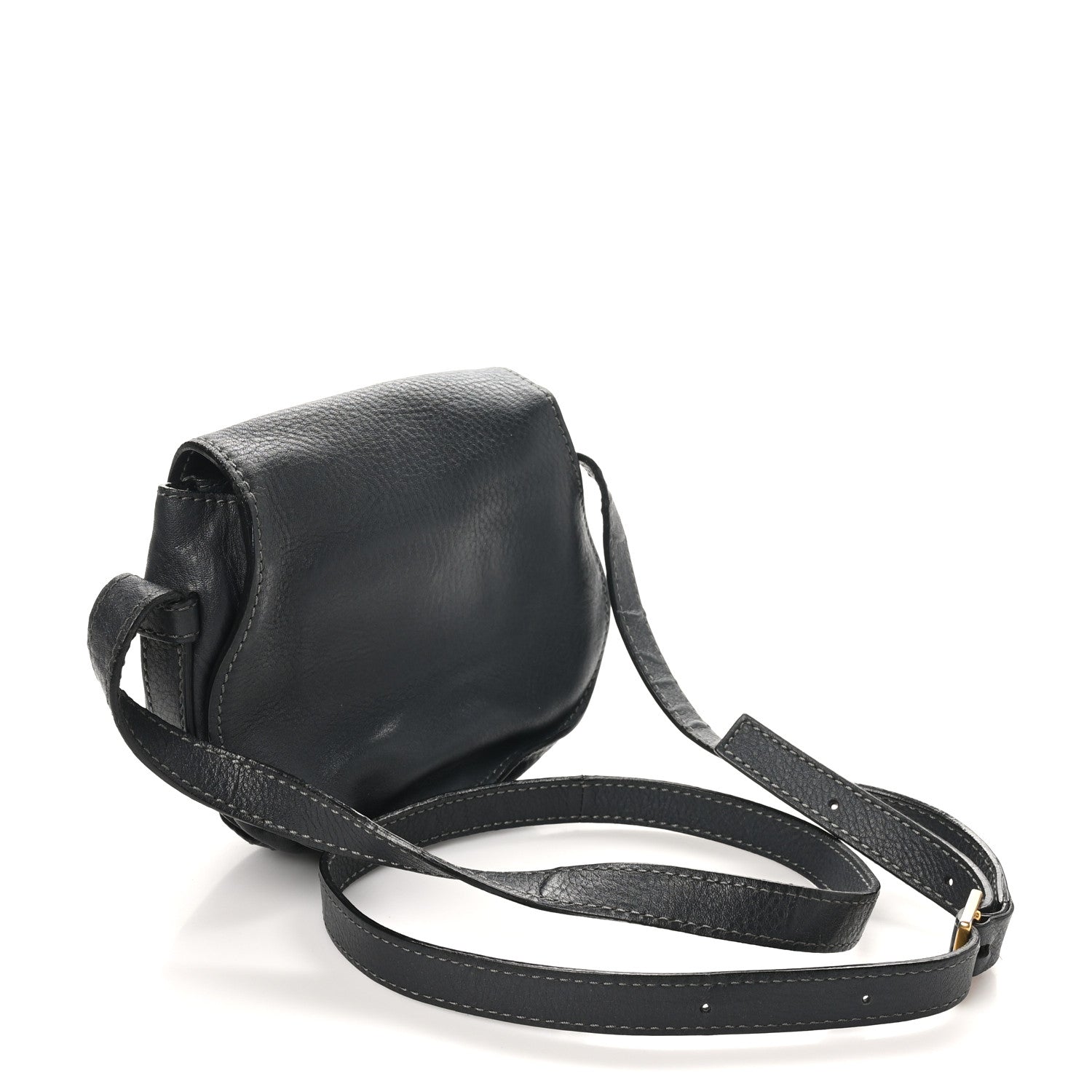 Chloe Calfskin Studded Small Marcie Saddle Bag Dark Grey 3 of 9