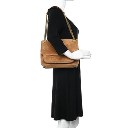Saint Laurent Suede Monogram Medium Niki Chain Satchel Cinnamon 2 of 10