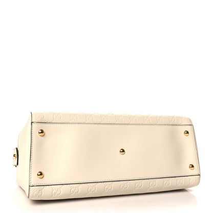 Gucci Guccissima Signature Large Shoulder Tote Bag Mystic White 4 of 10