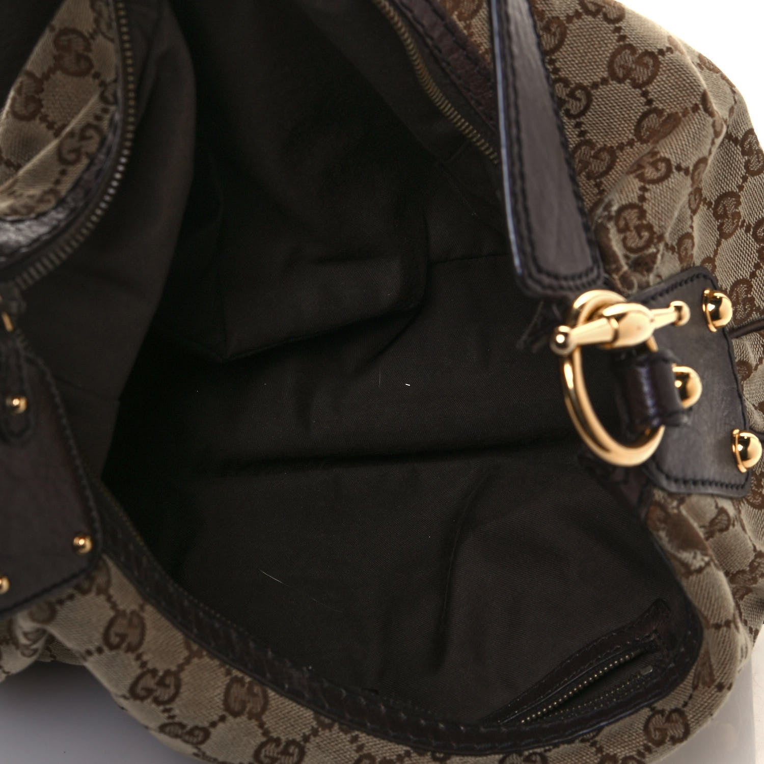 Gucci Monogram Medium Jockey Hobo Dark Brown 5 of 12