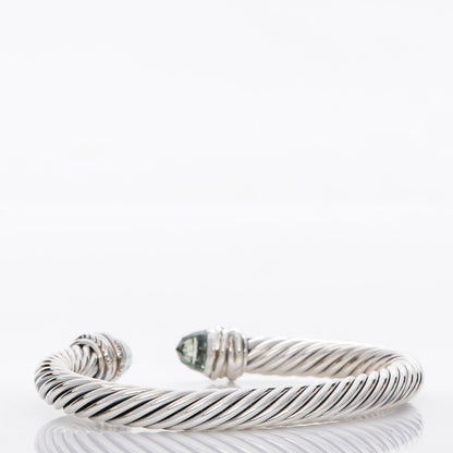 David Yurman Sterling Silver Diamond Prasiolite 7mm Cable Classics Bracelet 3 of 5