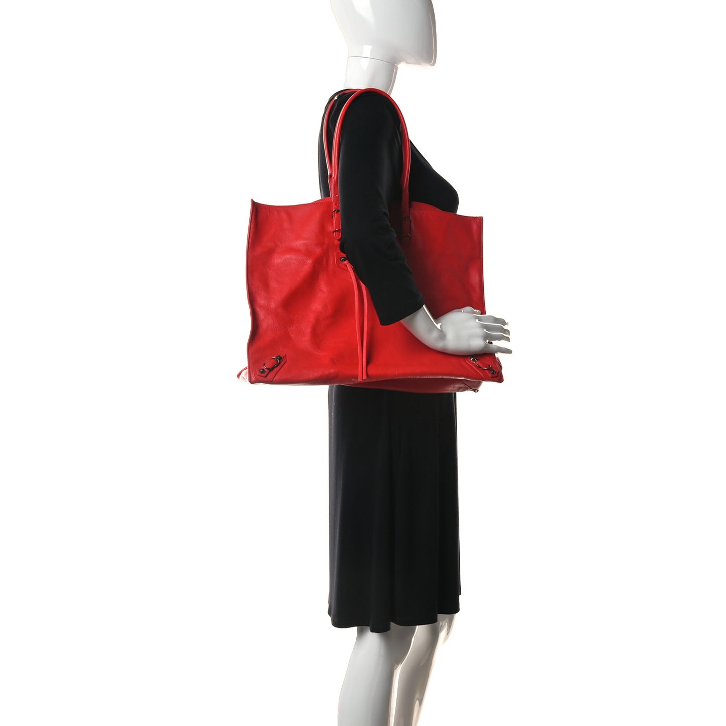Veau Souple Papier A4 Zip Around Tote Rouge Cerise