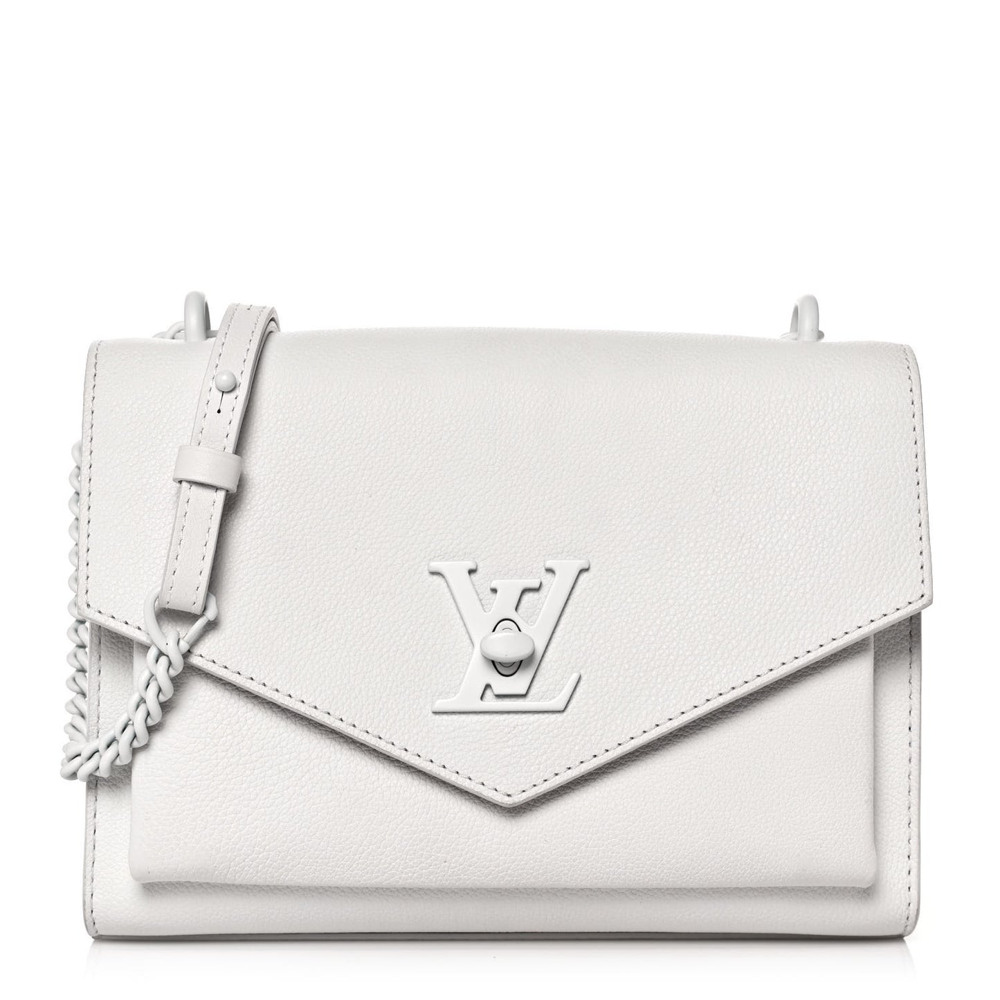 Soft Calfskin Mylockme Chain Bag BB White