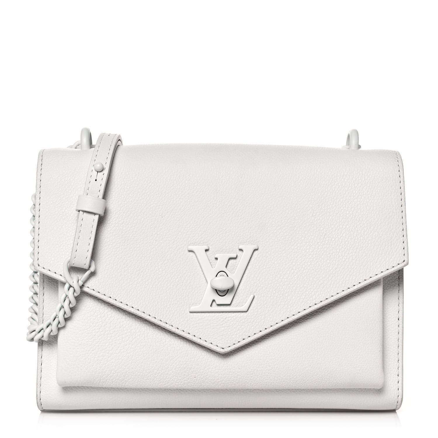 Louis Vuitton Soft Calfskin Mylockme Chain Bag BB White 1 of 16