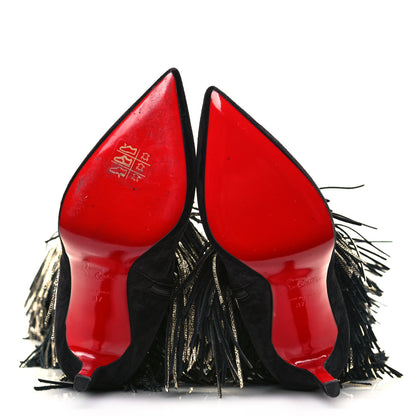 Christian Louboutin Veau Velours Lame Tweed Bolcheva 120 Thigh High Boots 37 Black Platine 5 of 9