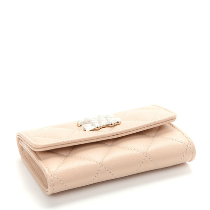 Chanel Caviar Pearl Quilted Coco Candy Flap Card Holder Beige 4 of 9