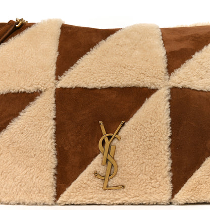 Saint Laurent Suede Shearling Patchwork Monogram Giant Jamie Brown Beige 8 of 10