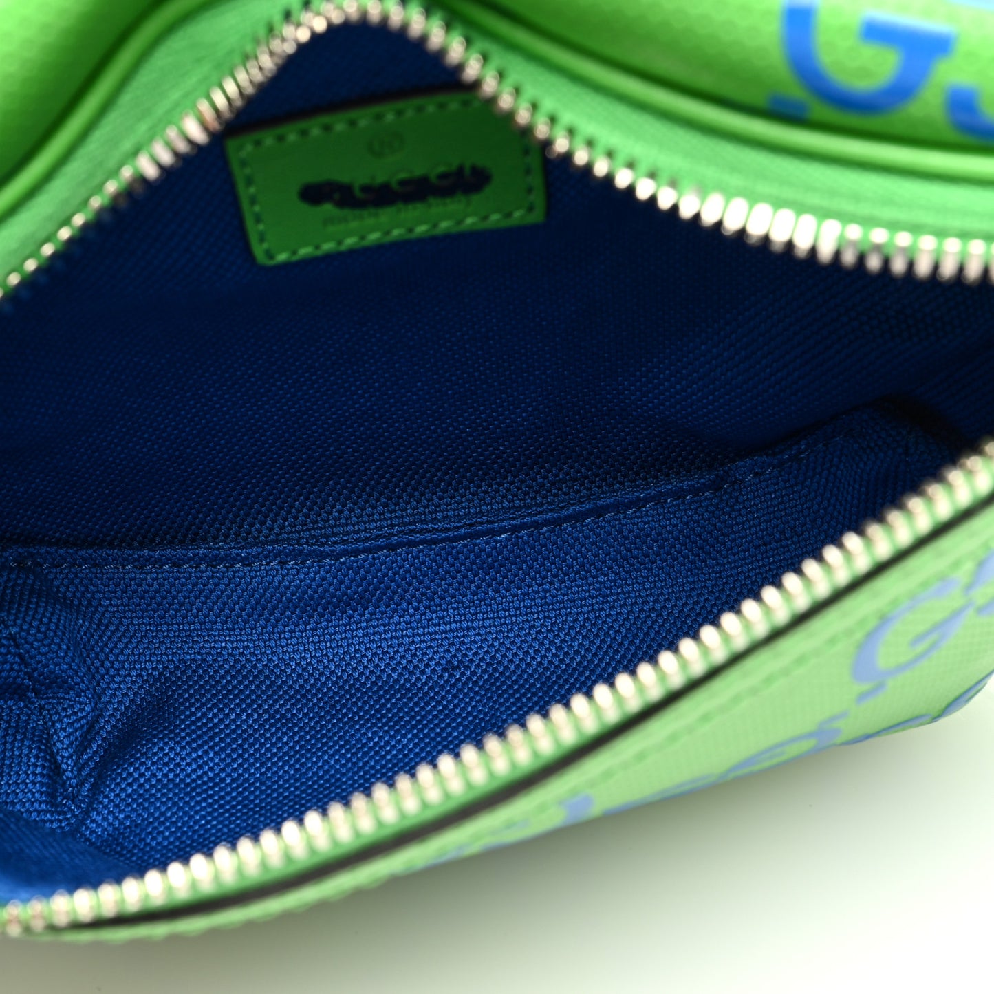 Calfskin GG Tennis Bi-Color Embossed Belt Bag Joy Green Joy Blue