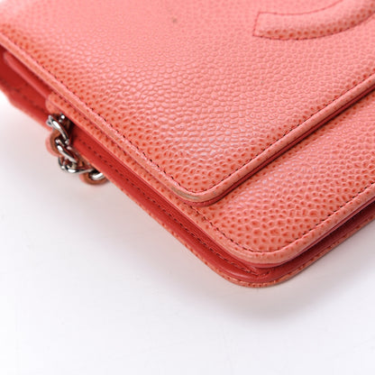 Chanel Caviar Timeless CC Wallet On Chain WOC Light Red 9 of 21