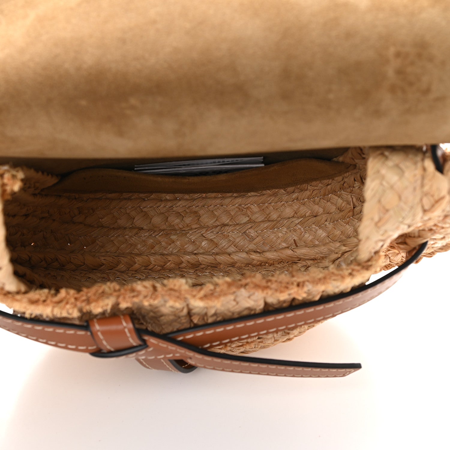 Loewe Calfskin Raffia Small Gate Crossbody Bag Natural Tan 5 of 9