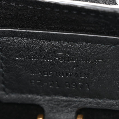 Salvatore Ferragamo Calfskin Embossed Gancini Margot Hobo Black 7 of 10