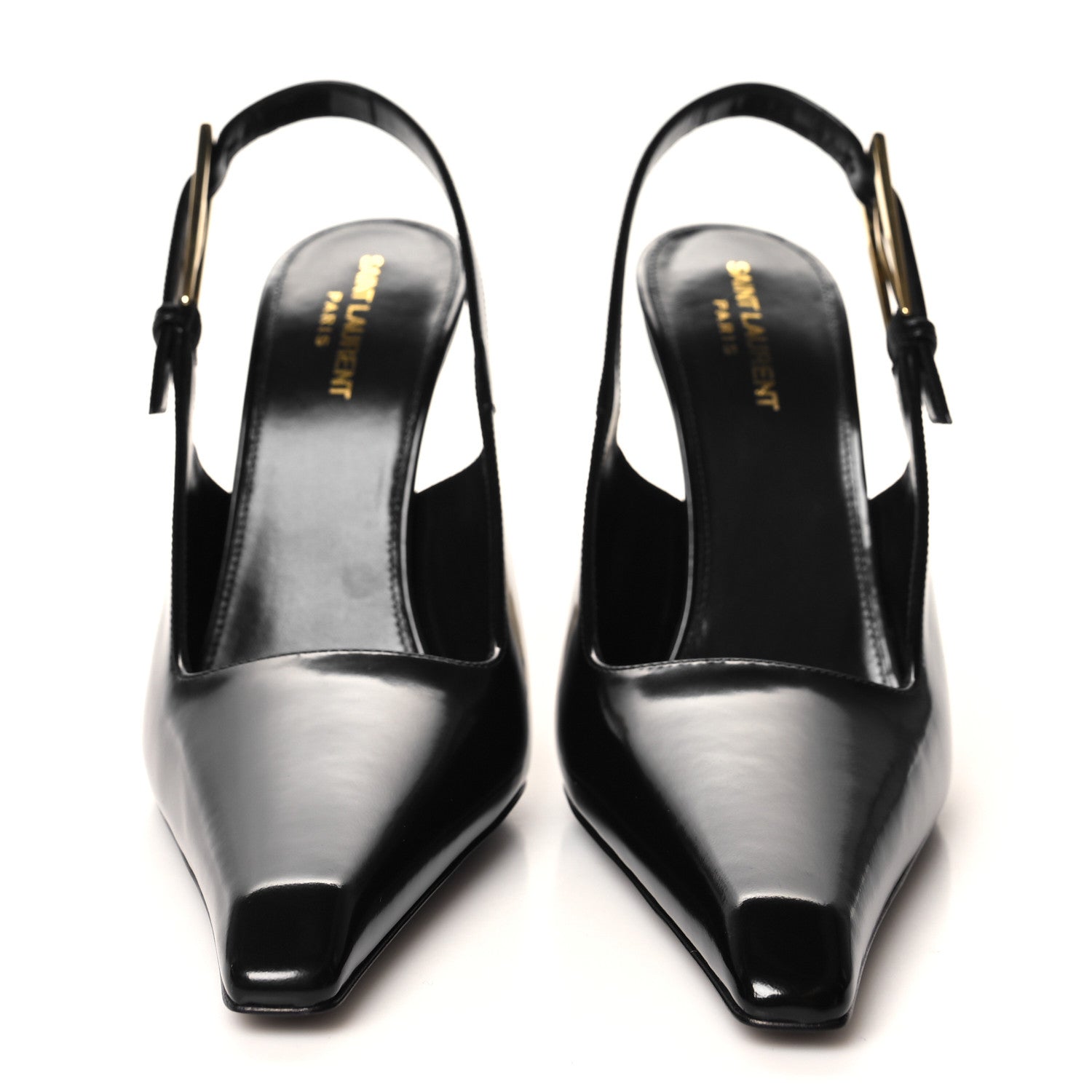 Saint Laurent Glazed Calfskin Lee Slingback Pumps 40 Black 2 of 8
