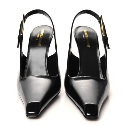 Saint Laurent Glazed Calfskin Lee Slingback Pumps 40 Black 2 of 8