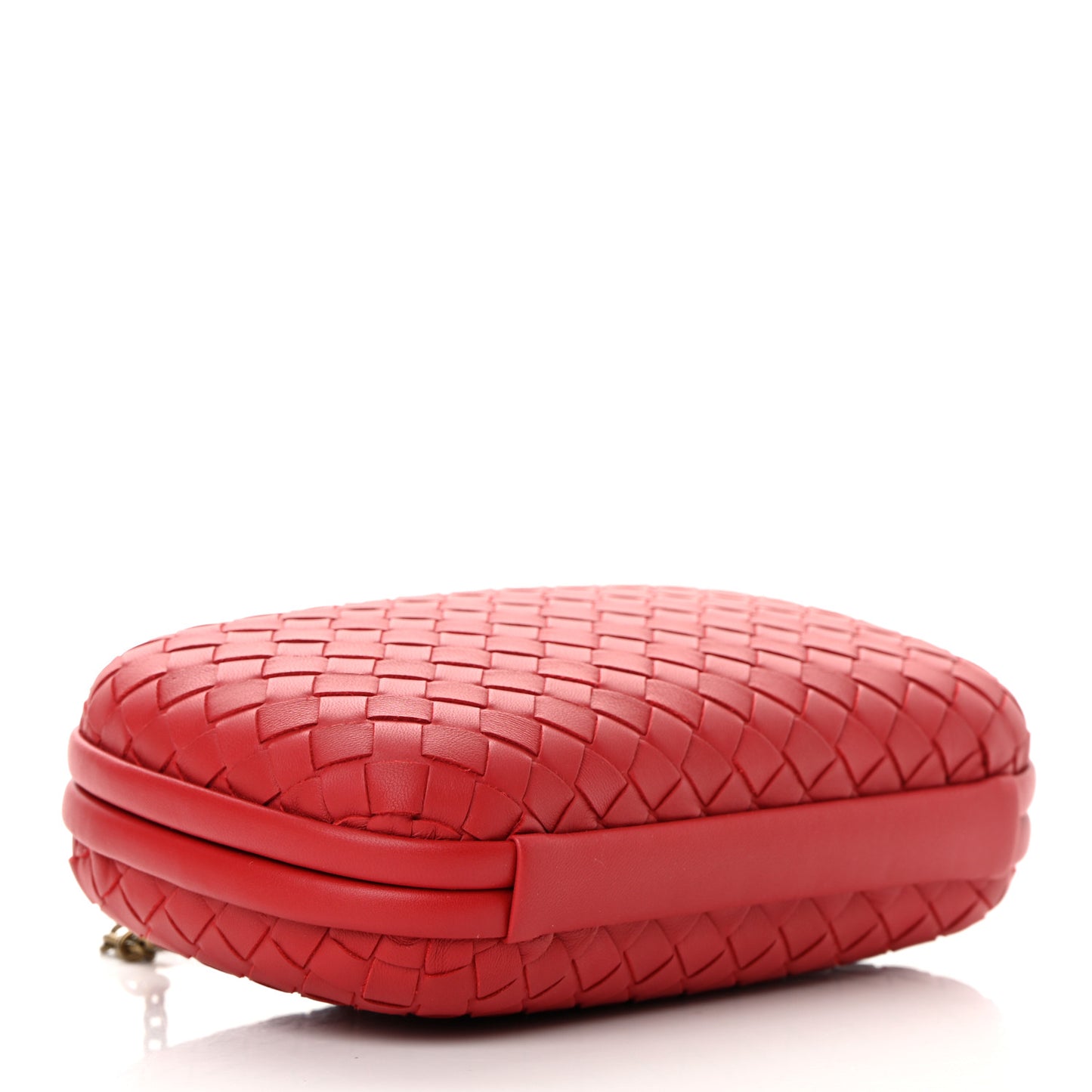 Nappa Intrecciato Chain Knot Clutch China Red