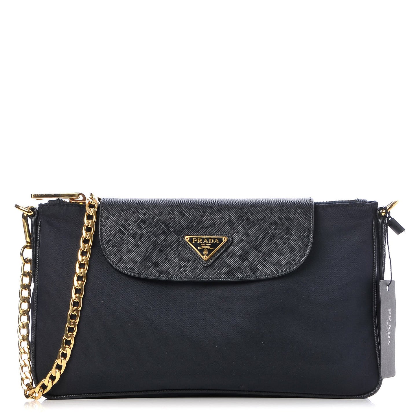 Tessuto Nylon Saffiano Crossbody Bag Black Blue