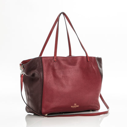 Valentino Garavani Calfskin Bi-Color Rockstud Crossbody Tote Burgundy Red 3 of 7