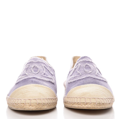 Chanel Toile CC Cap Toe Espadrilles 42 Ecru Purple 3 of 10