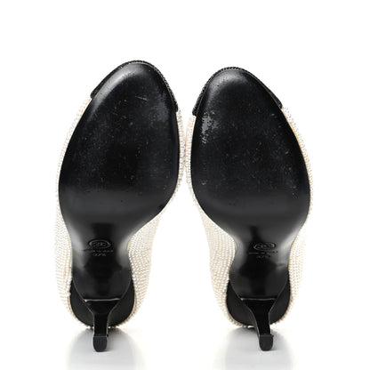 Chanel Pearl Sequins Cap Toe Pumps 37.5 Beige Black 6 of 11