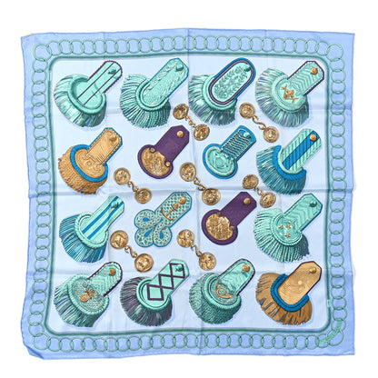 Hermes Silk Epaulettes Scarf 70 Ciel Bleu Pale Vert 1 of 3