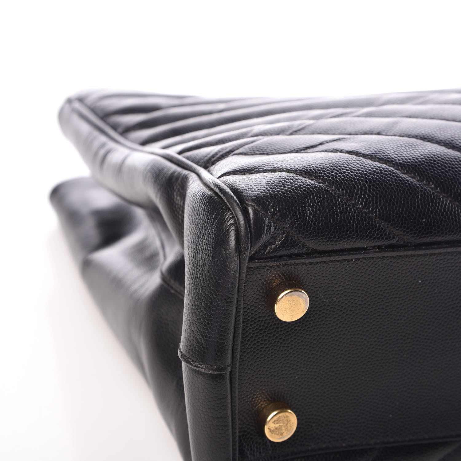 Saint Laurent Grain De Poudre Matelasse Chevron Monogram Shopping Bag Black 8 of 13