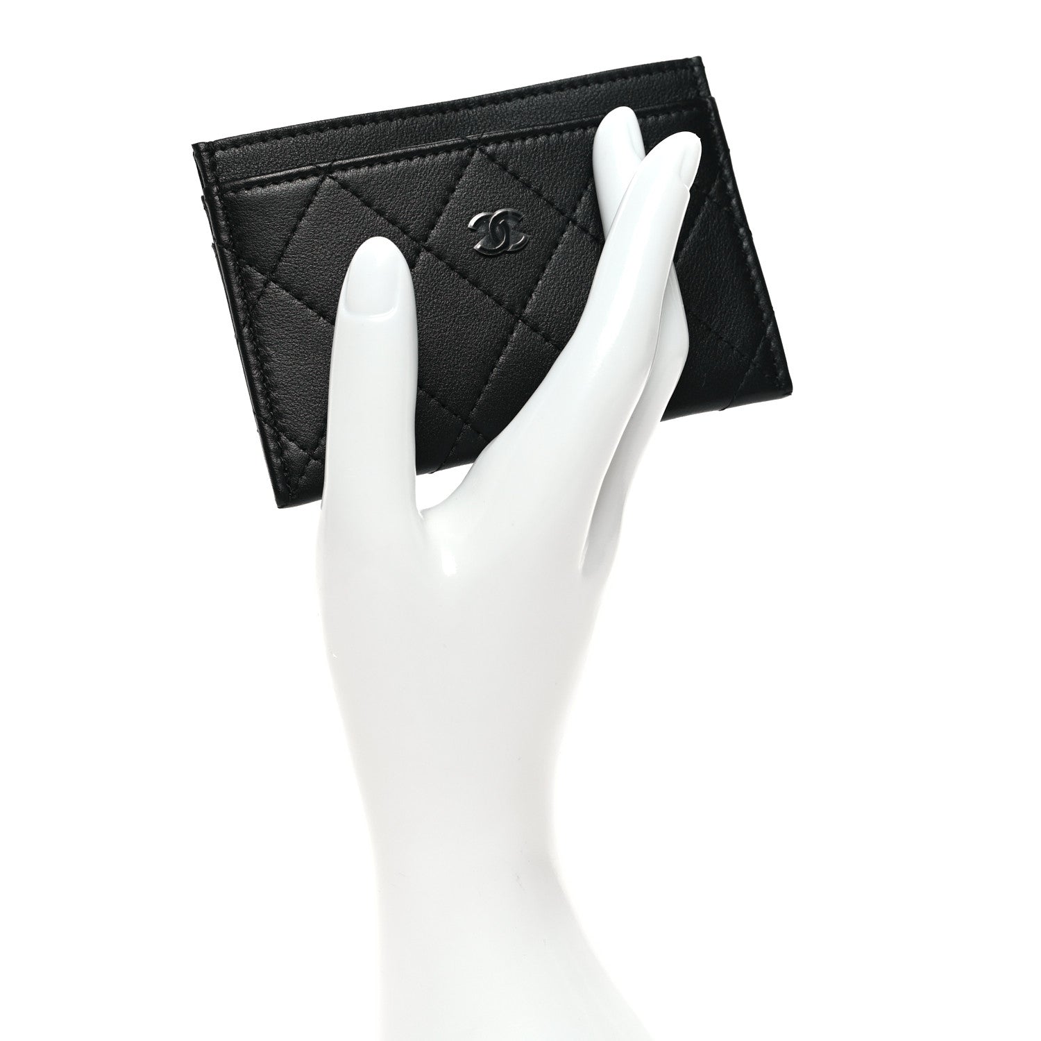 Chanel Lambskin Glitter Quilted Card Holder Black 2 of 10